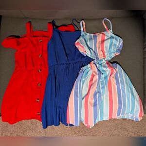 SHEIN Kids Dresses - Red, Blue, and Multicolor Stripes
